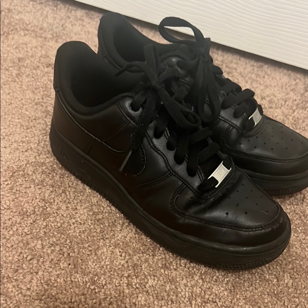 Nike Black Leather Lace-Up Sneakers